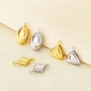 Stainless Steel Hollow Geometric Pendants 18K Gold Plated Triangle Rhombus Oval For DIY Necklace Bracelet Jewelry Making