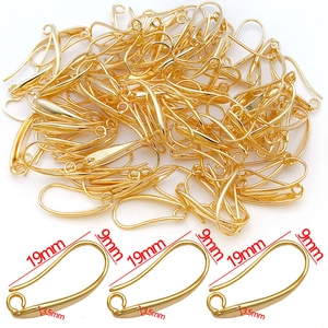 Detailed view of gold plated DIY earring hooks with precise 19mm by 9mm size dimensions