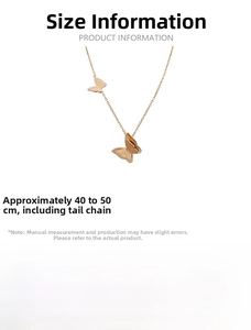 Detailed specs of double butterfly titanium steel necklace with 18K gold plating