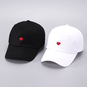 Simple Heart Embroidery Baseball Cap Cotton Adjustable Casual Outdoor Sport Sun Hat Minimalist Unisex Headwear