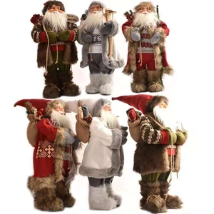 Luxury 45cm standing Santa Claus figurines in red and white festive holiday outfits