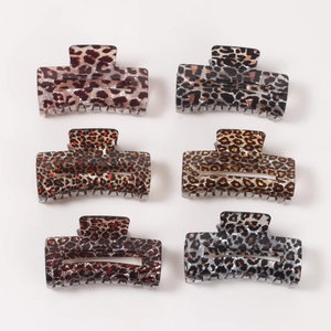 Lot de six pinces à cheveux à motif léopard en plusieurs couleurs pour coiffure élégante