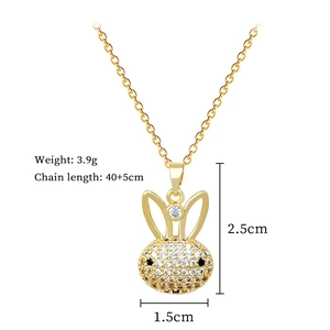 Détails du collier lapin avec un poids de 3,9g et une longueur de chaîne 40+5cm