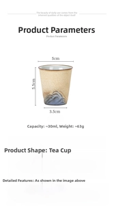 Spécifications détaillées de taille pour une tasse à thé en céramique 30ml et 5,5cm