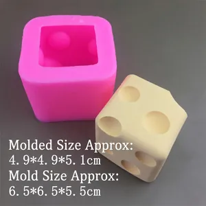 Silicone cube mold for candle making showing molding size 4.9x4.9x5.1cm detail