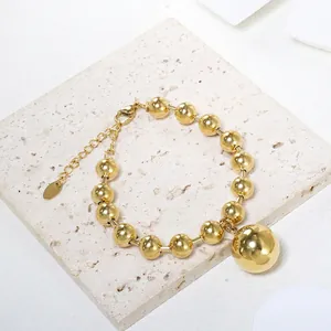 Stainless Steel Hollow Round Bead Necklace And Bracelet Minimalist Polished Ball Chain Fashion Jewelry For Women
