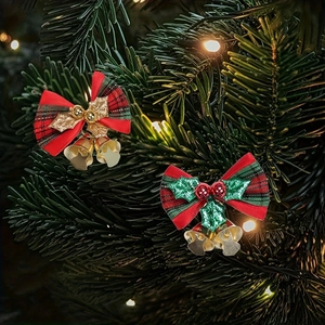 Mini Weihnachts-Schleifen-Dekoration mit Glocken für Baumschmuck und Festtagsgeschenke.