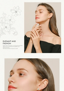 Detail close-up and model view of elegant minimalist S925 silver opal stud earrings