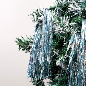 Blue laser metallic tinsel fringe garland for Christmas tree party decoration