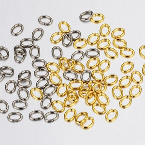 Oval stainless steel jump rings in gold and silver finish for DIY jewelry making