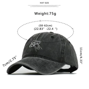 Size chart for space shuttle embroidery washed cotton baseball cap with measurements
