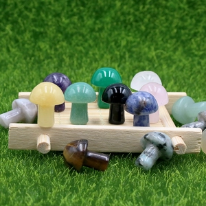 Colorful mini gemstone mushrooms in quartz and agate for DIY garden decor