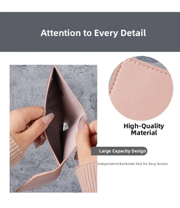 Pink foldover wallet detail showing high capacity interior and large banknote compartment
