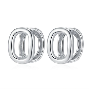 French Elegant Copper U-Shaped Hoop Earrings For Women Minimalist Double Layer Geometric Electroplated Gold Silver Fashion Earrings Jewelry