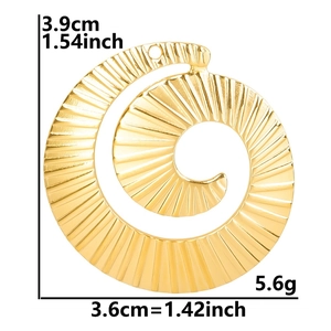 18k gold plated stainless steel spiral pendant with dimensions 3.9cm by 3.6cm