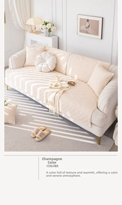Detailed view of quilted floral texture on champagne soft cotton sofa cover cushion