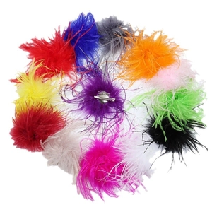 Ostrich feather brooch and hair clip set with dual metal clips in various vibrant colors