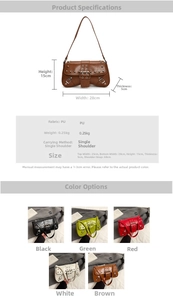 Spécifications détaillées de taille et tableau des matériaux pour le sac baguette à rivets