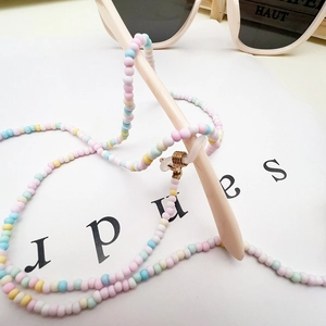 Colorful macaron bead glasses chain featuring rainbow candy colors and silicone loops