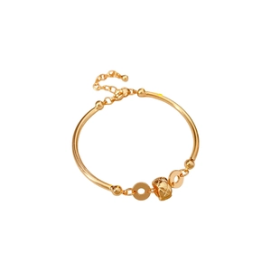 Elegant 18K gold plated bamboo bangle featuring quilted beads and zircon accents