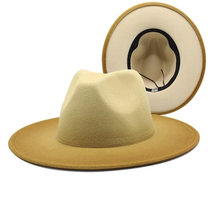 Detail of wool jazz hat showing gradient brim contrast and adjustable inner sweatband