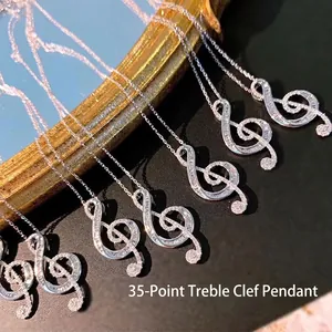 Elegant 0.35ct zircon music note pendant necklace in silver for women stylish look