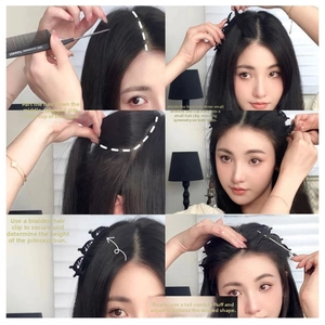 Step-by-step tutorial for creating a voluminous hairstyle with small black flocking clips