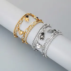 Astronaut Heart Magnetic Couples Bracelets Stainless Steel Double Layer Matching Chain Space Theme Jewelry