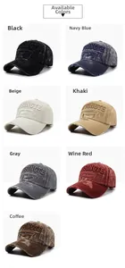 Detail view of washed vintage baseball caps showing embroidery and worn-out edge effects