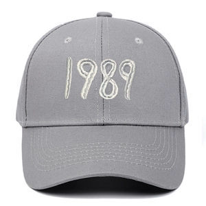 Classic grey structured cotton baseball cap with white 1989 embroidery on the front