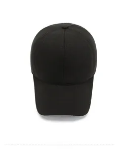 Close-up of black wool blend baseball cap featuring a metallic R Sport Best logo detail