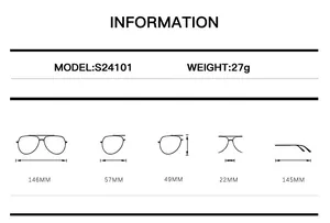 Detailed size chart for rimless oval sunglasses with dimensions and model information