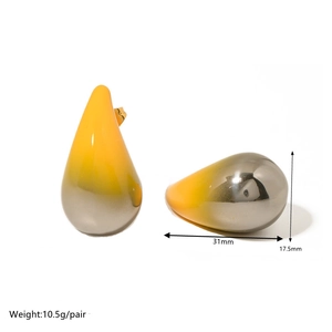Minimalist vacuum plated stainless steel hollow teardrop earrings with dimensions