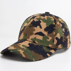 Camo Baseball Cap Corduroy Cotton Adjustable Curved Brim Outdoor Sun Hat For Men Women