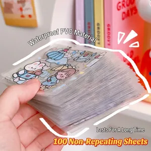 100pcs cute waterproof PVC cartoon sticker set for journaling and DIY decoration
