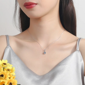 Elegant S925 sterling silver moissanite necklace with classic six-prong solitaire pendant