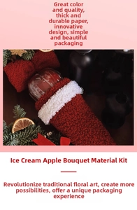 DIY Christmas apple bouquet kit featuring red lamb velvet fabric and white trim