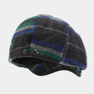 British retro plaid beret flat cap in colorful wool blend for men and women