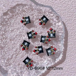Detail view of 10x12mm resin Halloween castle charms for nail art decorations