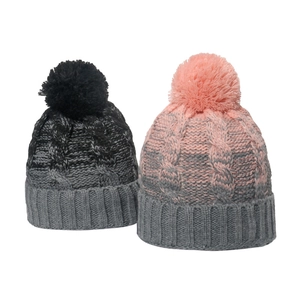 Bonnet Beanie À Torsades Ombré Pour Femmes Avec Grand Pompon Doublé Polaire Chapeau D'hiver Chaud