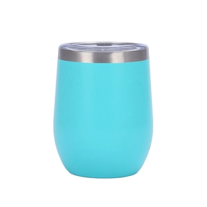 12oz teal insulated stainless steel egg cup with transparent lid and vacuum seal
