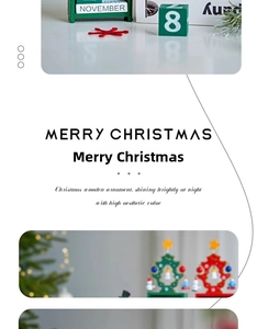Macro detail of wooden Christmas countdown calendar with blocks and a small festive tree
