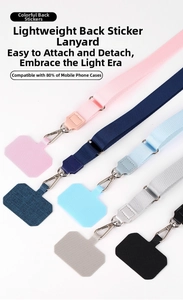 Adjustable crossbody phone lanyard kit with durable tether pads in five assorted colors