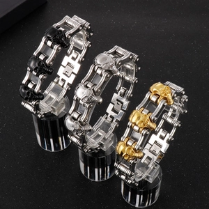 Men 316L Stainless Steel Bracelet Skull Motorcycle Bicycle Chain Hip Hop Punk Rock Gothic Jewelry Accessory