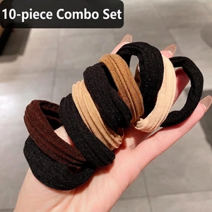 High Elasticity Hair Ties For Women Solid Color Durable Seamless Ponytail Holder Ribbed Fabric Hair Bands Daily Hair Accessories