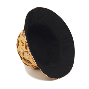Cappello da pescatore giallo reversibile con stampa formaggio e pane, cappello parasole creativo