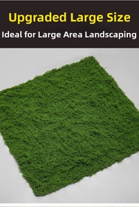 Macro view of artificial moss sheet showing realistic green fibrous texture for landscaping