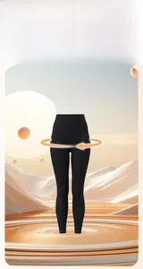 Macro detail of high-waisted seamless front design on black thermal yoga leggings