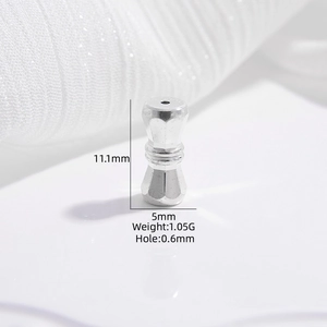 Connettore a tamburo in argento S925 con dimensioni 11,1mm di altezza e 5mm di larghezza