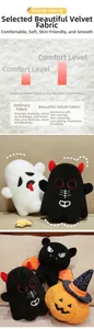 Close-up of soft Meili plush fabric and embroidery details on Halloween plush toys